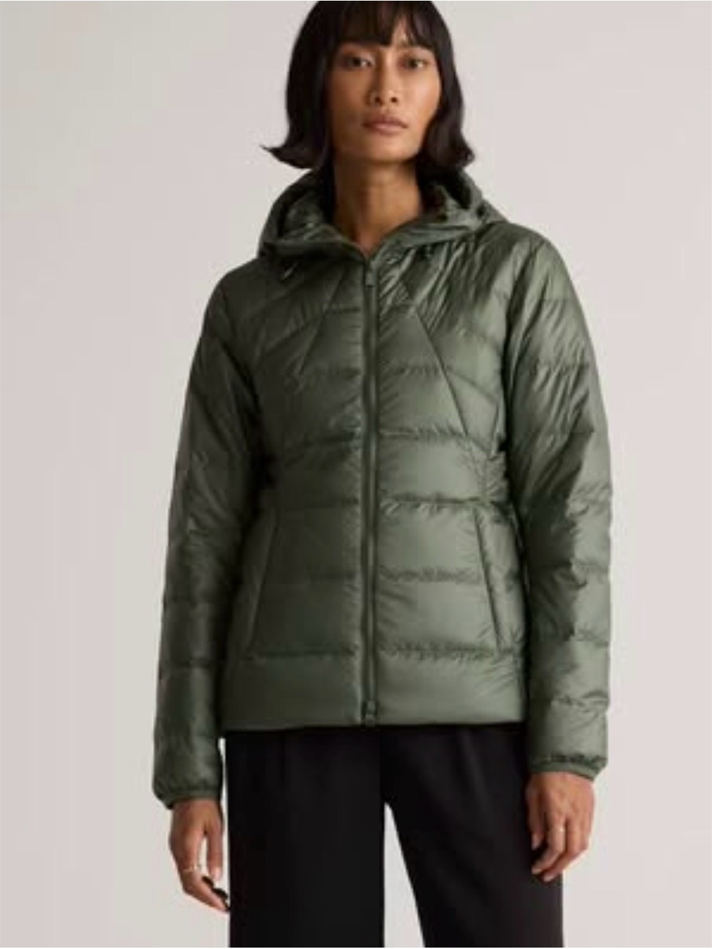 NWT QUINCE Packable Hooded Jacket Small Loden Green
